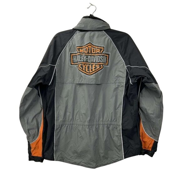 Harley-Davidson Mens Medium Hooded Jacket Lightweight Gray/Black/Orange - Picture 2 of 16